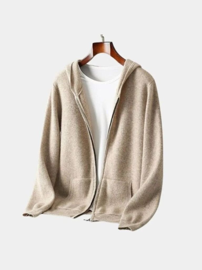 100% Merino Wool Zip Solid Color Sweater 