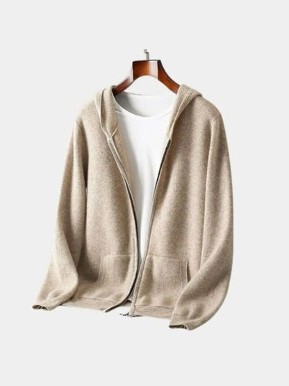 100% Merino Wool Zip Solid Color Sweater 
