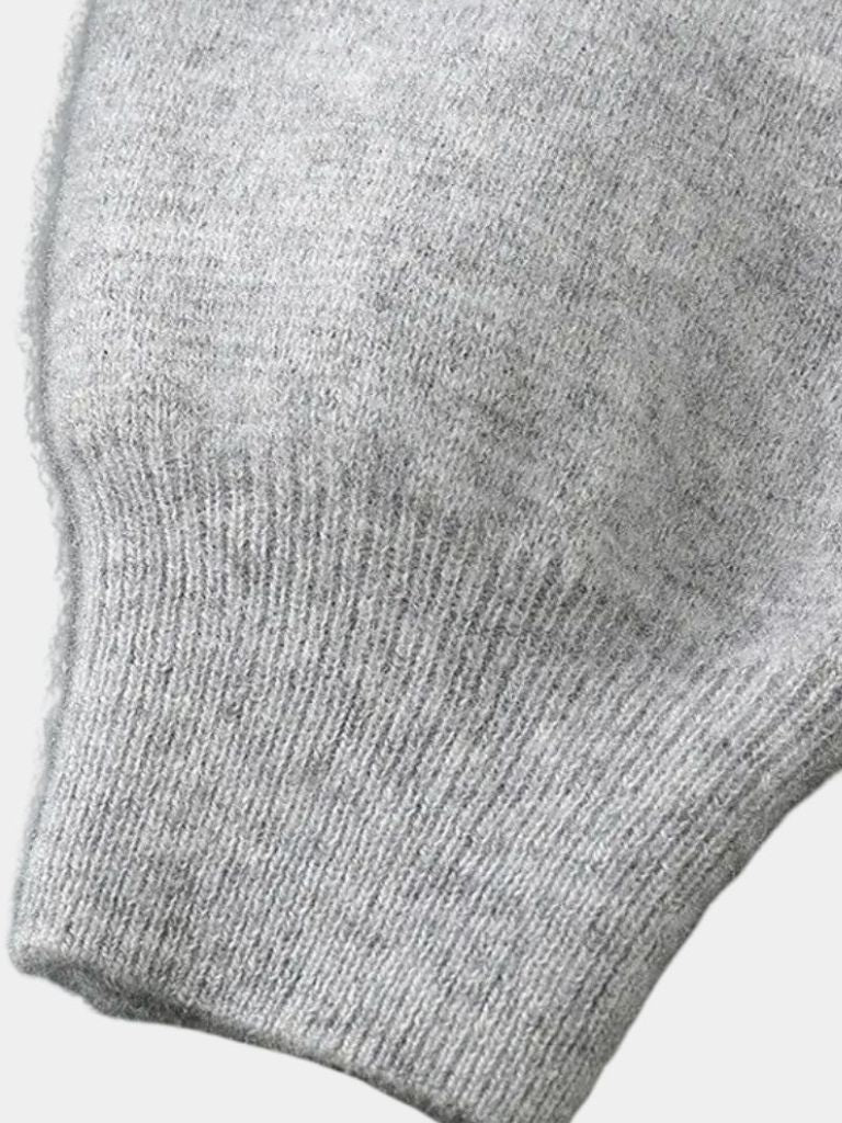 100% Merino Wool Zip Solid Color Sweater 