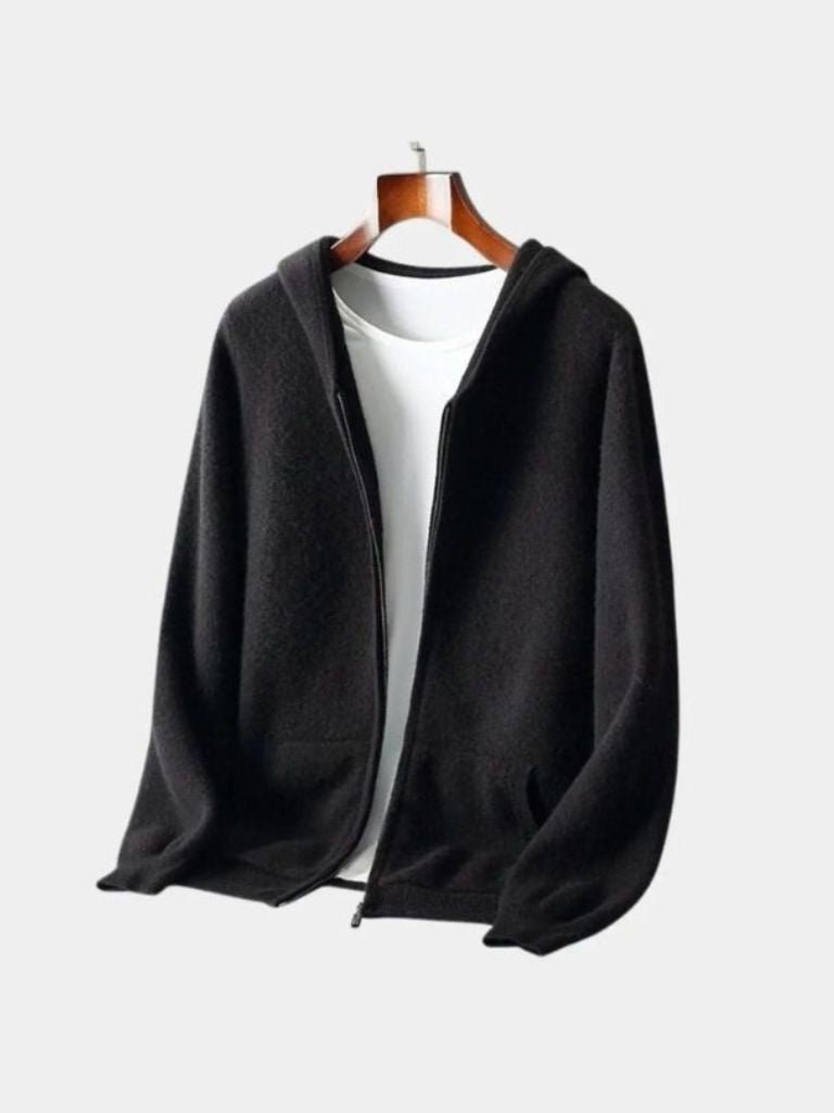 100% Merino Wool Zip Solid Color Sweater 