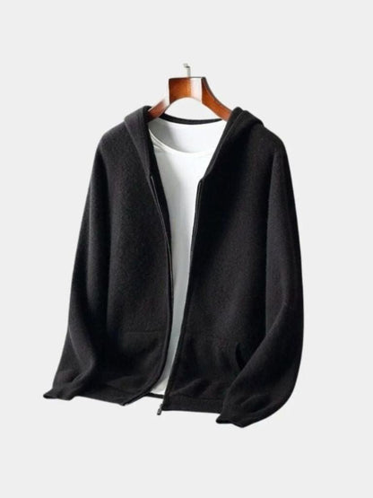 100% Merino Wool Zip Solid Color Sweater 