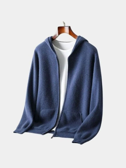 100% Merino Wool Zip Solid Color Sweater 